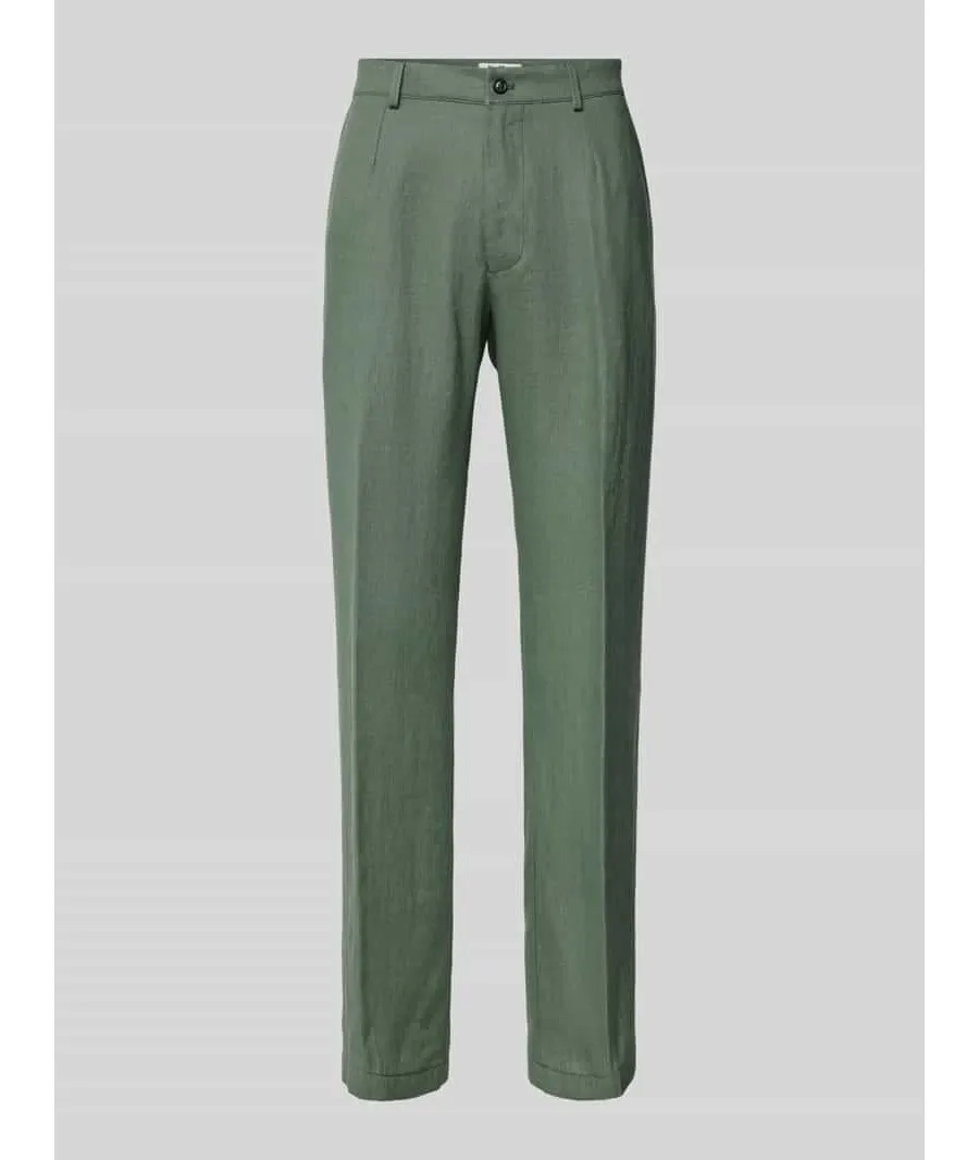 obrazek 1 Spodnie do garnituru o kroju tapered fit z zakładkami w pasie model ‘OLE’