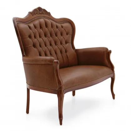Zdjęcie Skórzana wygodna sofa 2-osobowa w stylu ludwikowskim - Sevensedie
