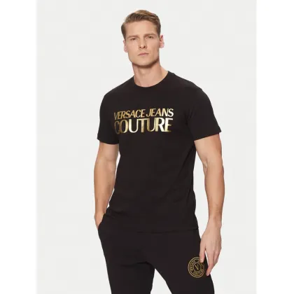 Zdjęcie Versace Jeans Couture T-Shirt 78GAHT05 Czarny Regular Fit