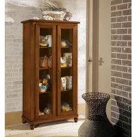 Zdjęcie Włoska 2-drzwiowa witryna/spiżarnia z 3 półkami z litego drewna - Zanini