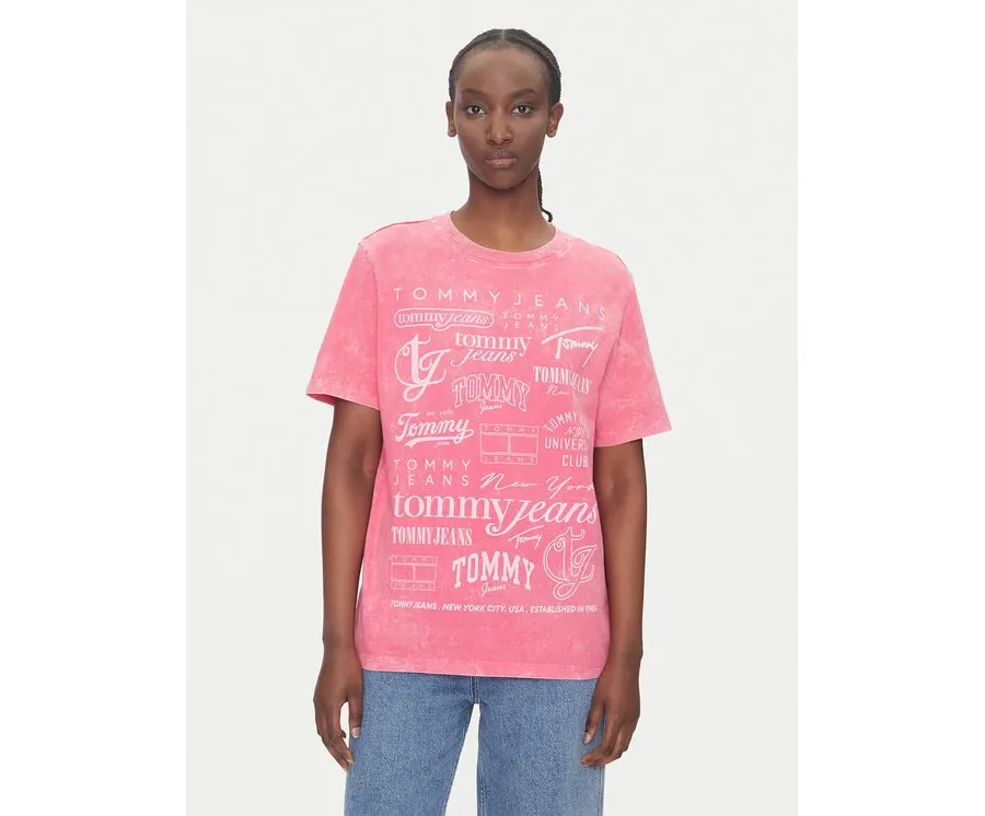 obrazek 1 Tommy Jeans T-Shirt Multi Brand DW0DW20923 Różowy Relaxed Fit