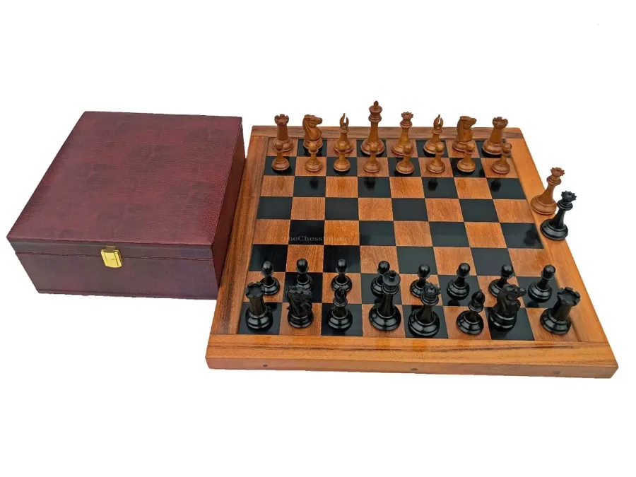 obrazek 2 Elegancki komplet szachowy Jaques Morphy Style z pudełkiem na pionki - The Chess Empire