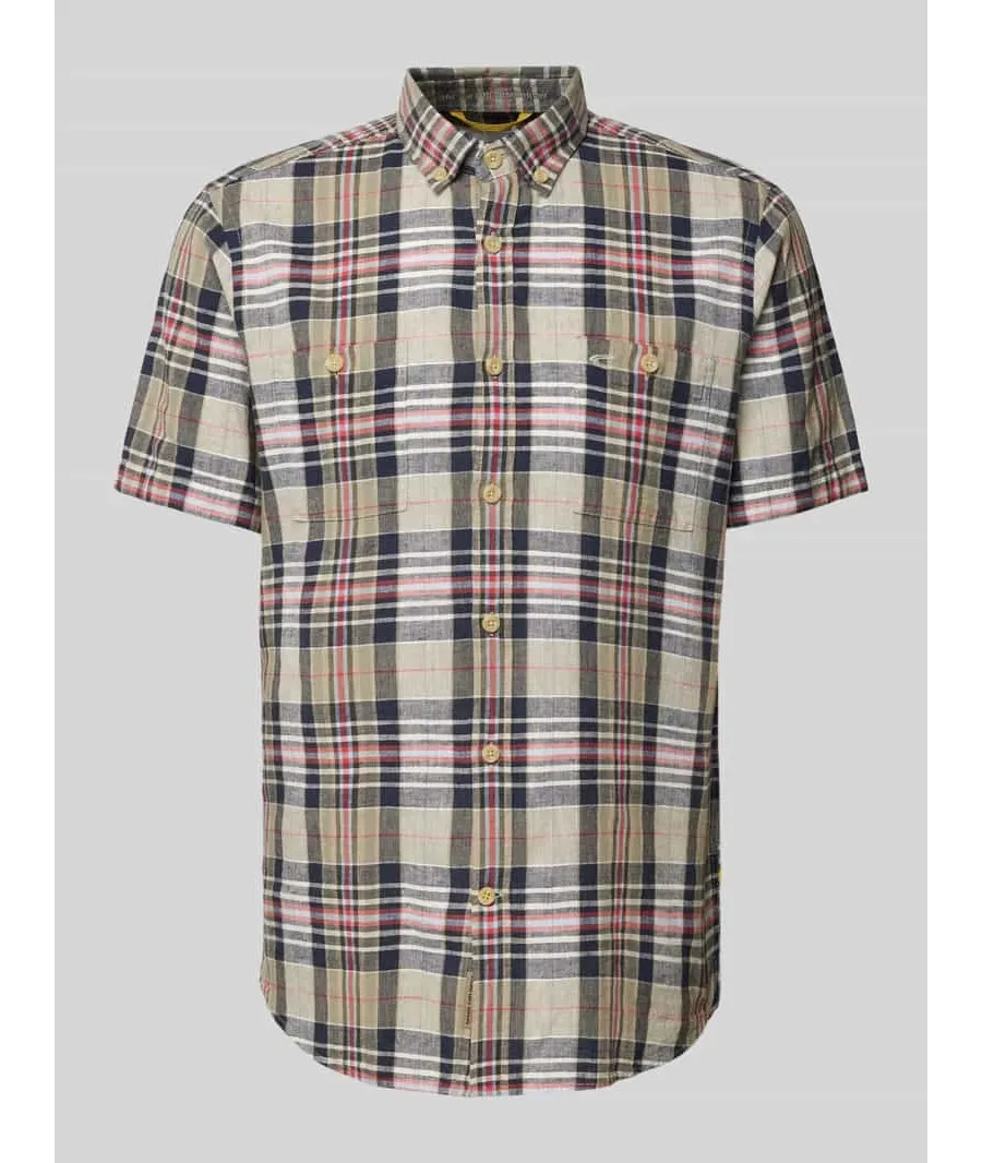 obrazek 1 Koszula casualowa z mieszanki lnu i bawełny z kołnierzykiem typu button down