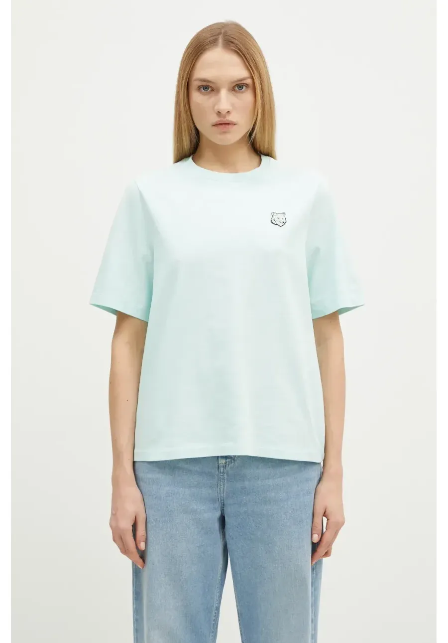 obrazek 1 Maison Kitsuné t-shirt bawełniany Bold Fox Head Patch Comfort damski kolor turkusowy MW00127KJ0119