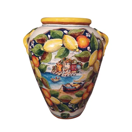 Picture Italian ceramic vase decorated with a sea motif
