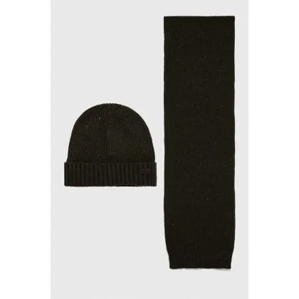 Zdjęcie Barbour czapka i szalik Carlton Fleck Beanie & Scarf Gift Set kolor zielony MGS0047