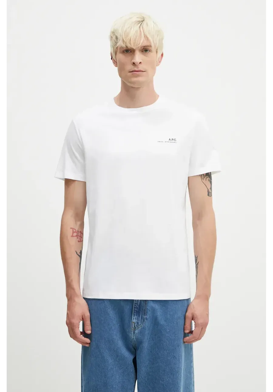 obrazek 1 A.P.C. t-shirt bawełniany Standard Item Gots męski kolor biały z nadrukiem COHBO-M26404