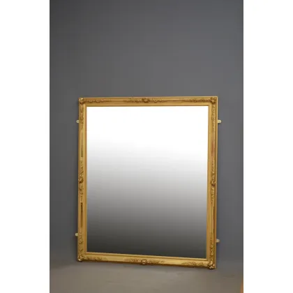 Zdjęcie Duże, XIX-wieczne lustro ścienne z drewna iglastego - antyk