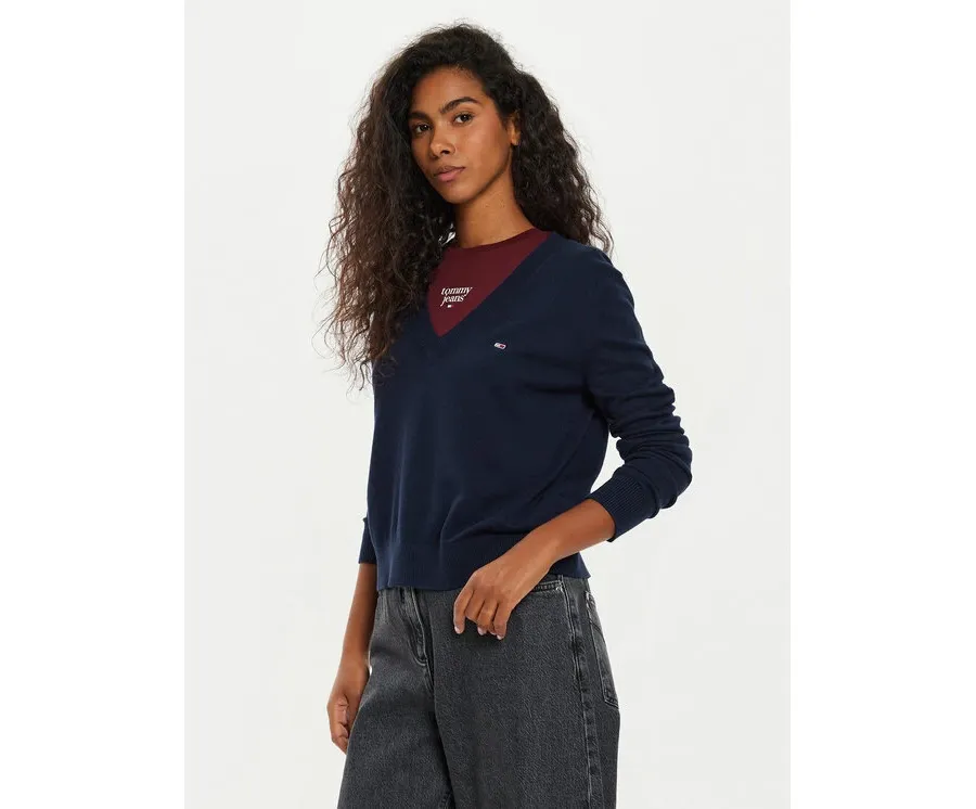 obrazek 1 Tommy Jeans Sweter Tjw Essential DW0DW18670 Granatowy Regular Fit