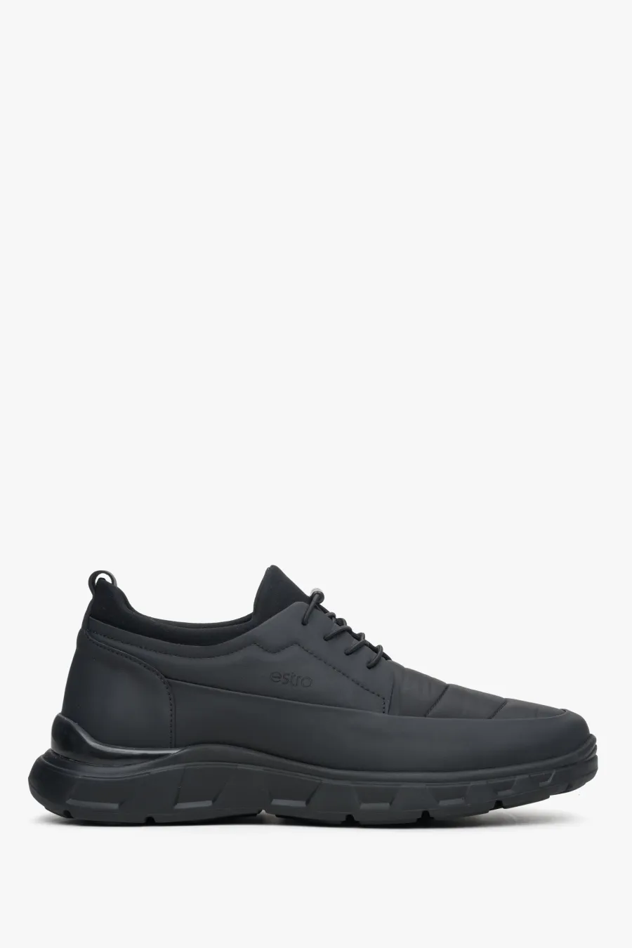 obrazek 1 Estro: Miękkie sneakersy męskie w kolorze czarnym ze ściągaczem