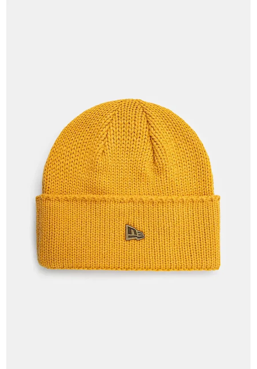 obrazek 1 New Era czapka z domieszką wełny WIDE CUFF BEANIE kolor żółty z cienkiej dzianiny 60565448
