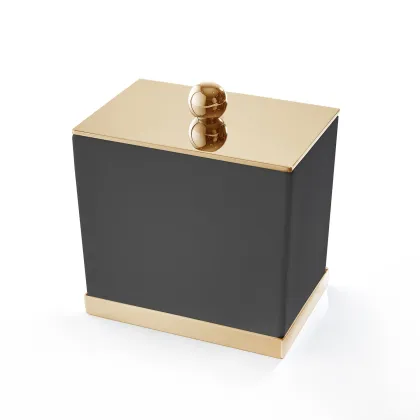 Zdjęcie Elegancki czarny pojemnik na bawełniane waciki do łazienki – 3SC