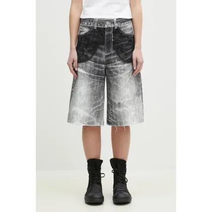 Zdjęcie Andersson Bell szorty jeansowe Lace Paneled damskie kolor czarny wzorzyste high waist apa794w