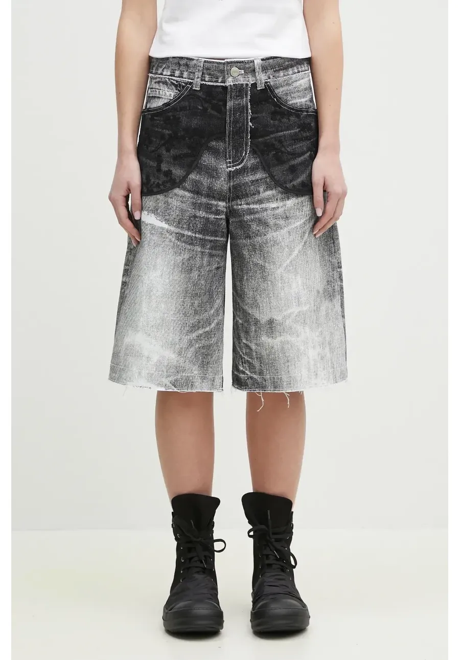 obrazek 1 Andersson Bell szorty jeansowe Lace Paneled damskie kolor czarny wzorzyste high waist apa794w