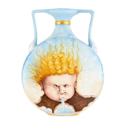 Picture Luxurious porcelain bottle with a depiction of a blowing wind - Vista Alegre