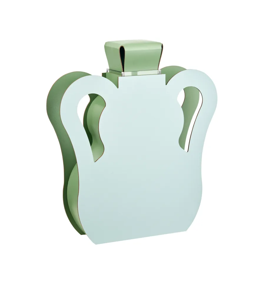 obrazek 2 Designerski skórzany wazon Otto 9x40xH45 cm w kolorze jasnego pastelowego błękitu