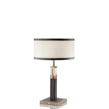 Picture Exclusive table lamp in matte horn and leather Tosca – Arcahorn