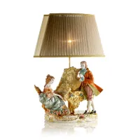 Zdjęcie Barokowa lampa - figurka grającej damy i słuchającego mężczyzny wykonana z ceramiki - Ceramiche ML
