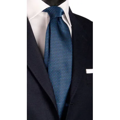 Zdjęcie Niebieski jedwabny krawat we wzory Bluette