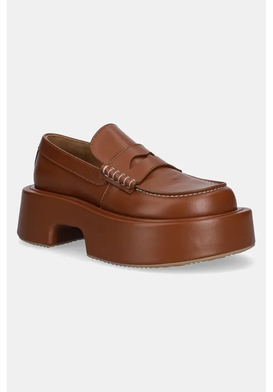 obrazek 1 JW Anderson mokasyny skórzane Platform Moccasin damskie kolor brązowy na platformie FW0169.LA0020.640