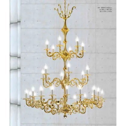 Zdjęcie Piękny stylowy żyrandol z litego mosiądzu - Il Paralume Marina