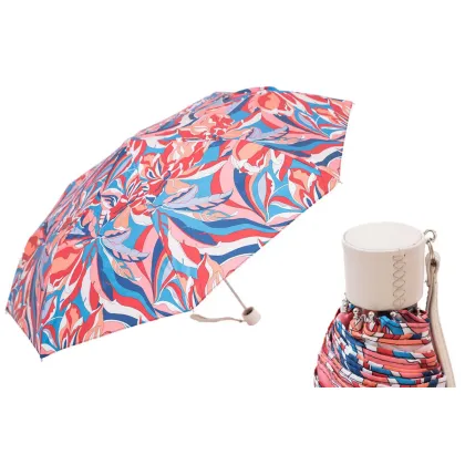 Zdjęcie Wyjątkowy różowo niebieski parasol damski zdobiony motywem roślinnym - Pasotti