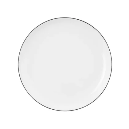 Zdjęcie Płaski okrągły talerz do chleba z porcelany 17 cm z czarnym rantem - Seltmann Weiden