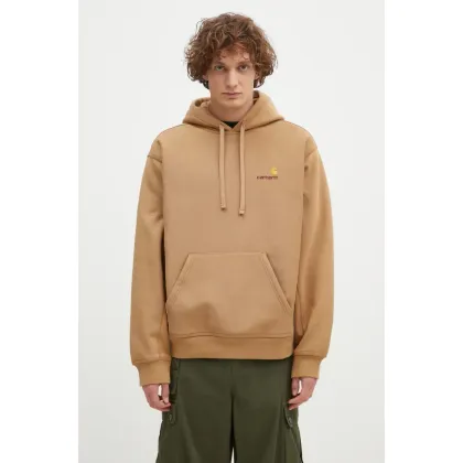 Zdjęcie Carhartt WIP bluza Hooded American Script Sweat męska kolor zielony z kapturem z aplikacją I028279.2FSXX