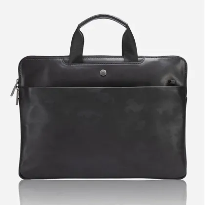 Zdjęcie Elegancka torba skórzana na laptopa, aktówka idealna na spotkania biznesowe