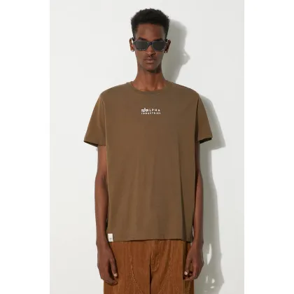 Zdjęcie Alpha Industries t-shirt bawełniany kolor zielony gładki 118529.629-ZIELONY