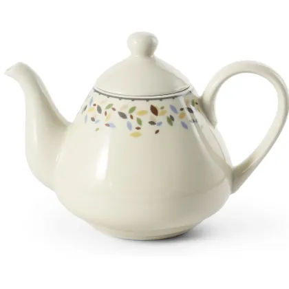 Zdjęcie Nowoczesny czajniczek z porcelany zdobiony subtelnym motywem liści z kolekcji NatureLine - Leander