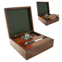 Picture Wooden Pen Box with Inkwell Box 7A