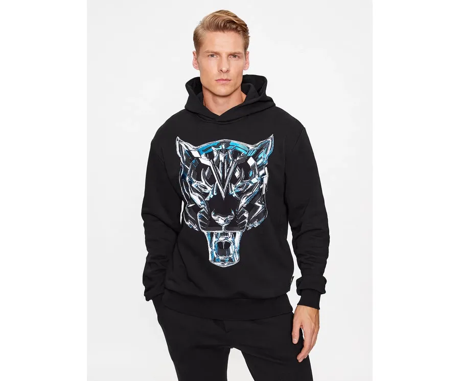 obrazek 1 Plein Sport Bluza Hoodie Sweatshirt Chrome Tiger AACC MJB3163 SJO001N Czarny Regular Fit