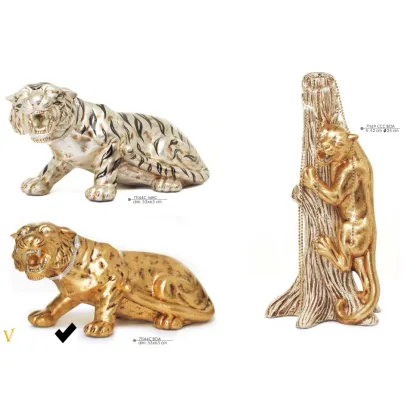 Picture Golden tiger attacking - ceramic figure - Valle d'oro Patchi