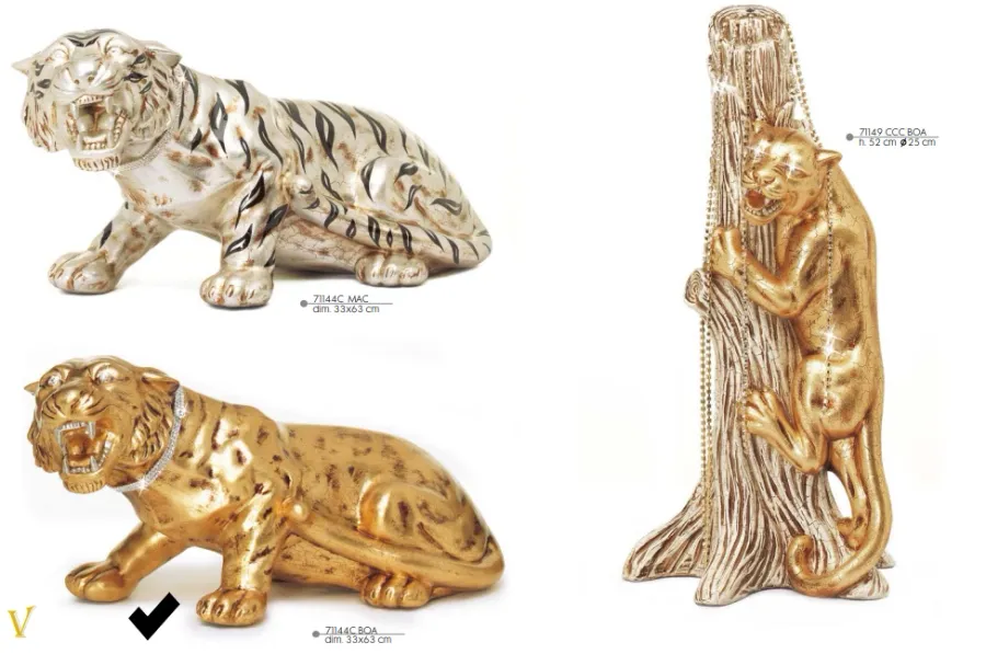 obrazek 1 Złoty tygrys w ataku - figura z ceramiki - Valle d'oro Patchi