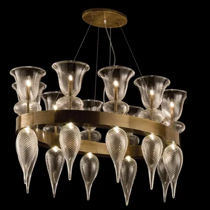 Zdjęcie Cudowny włoski żyrandol wiszący - szkło murano wykonane ręcznie