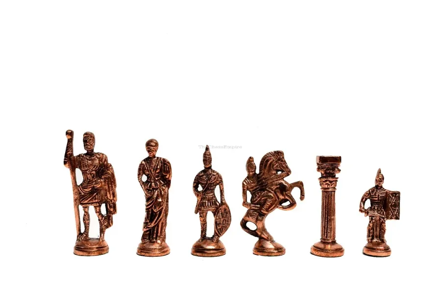 obrazek 4 Rzeźbiony zestaw figur rzymskie z litego mosiądzu - The Chess Empire