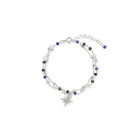 Picture Beautiful bracelet, rhodium-plated silver, white zircons, blue crystals