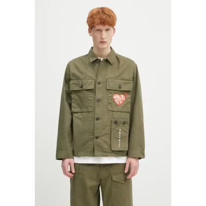 Zdjęcie Human Made koszula bawełniana Military Shirt męska kolor zielony regular z kołnierzykiem klasycznym HM29SH004