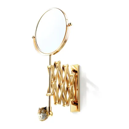 Zdjęcie Wyjątkowe ścienne lusterko z powiększeniem (2×) z 24K złota z odlewem emaliowanej mosiężnej sowy - Il Paralume Marina