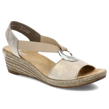 Zdjęcie Złote Sandały Rieker Eleganckie Buty Damskie