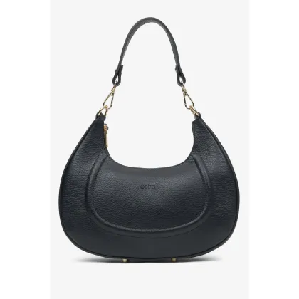 Zdjęcie Estro: Czarna torebka damska-półksiężyc na ramię z włoskiej skóry naturalnej