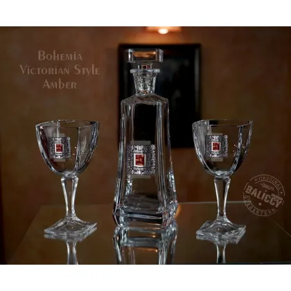 Zdjęcie Karafka i kieliszki Bohemia z bursztynem - Victorian Style