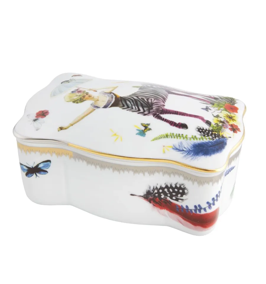 obrazek 1 Unikatowy pojemnik Zebra Girl Caribe z porcelany z ozdobnym motywem inspirowanym tropikami - Vista Alegre