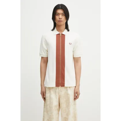 Zdjęcie Fred Perry polo bawełniane męski kolor beżowy wzorzysty M6661.760