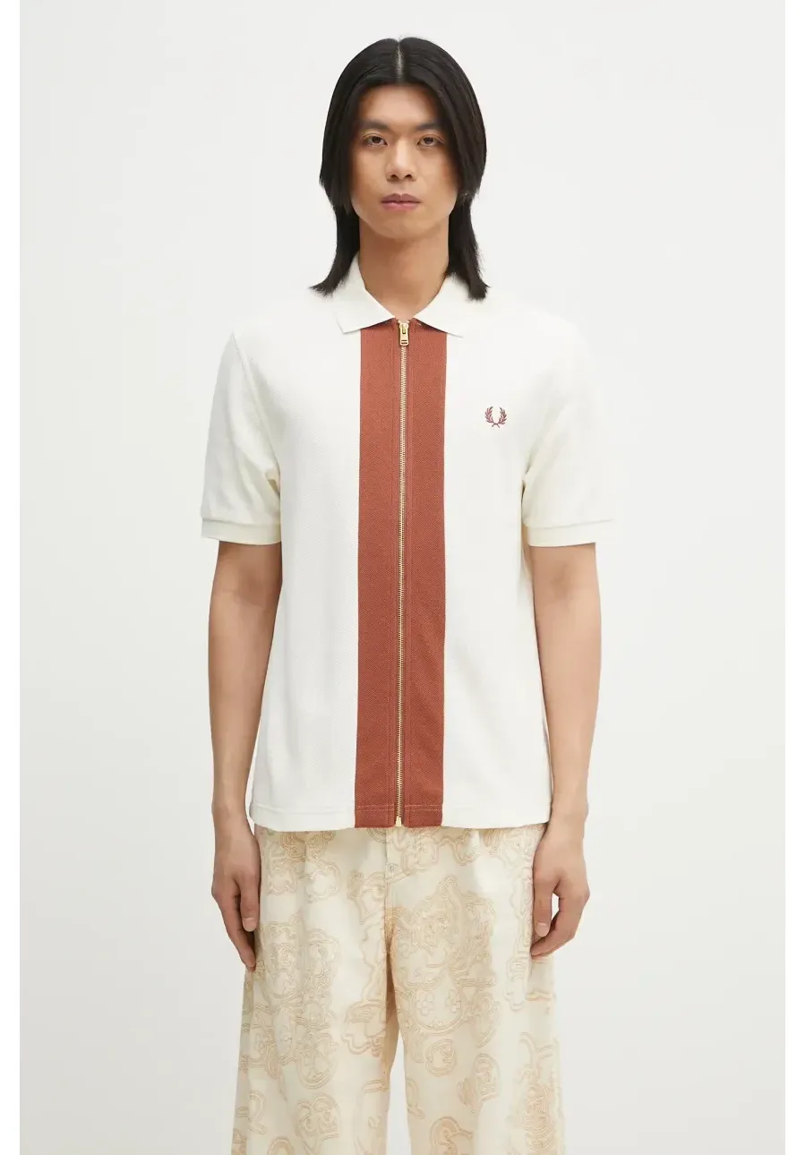 obrazek 1 Fred Perry polo bawełniane męski kolor beżowy wzorzysty M6661.760