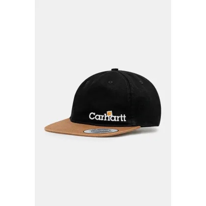 Zdjęcie Carhartt WIP czapka z daszkiem bawełniana Label Script Coach Cap kolor czarny z aplikacją I034361.89XX