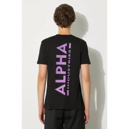 Zdjęcie Alpha Industries t-shirt bawełniany kolor czarny z nadrukiem 128507.682-CZARNY