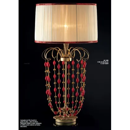 Zdjęcie Lampa z rzędami perełek z szyfonowym kloszem w kolorze kości słoniowej – Il Paralume Marina