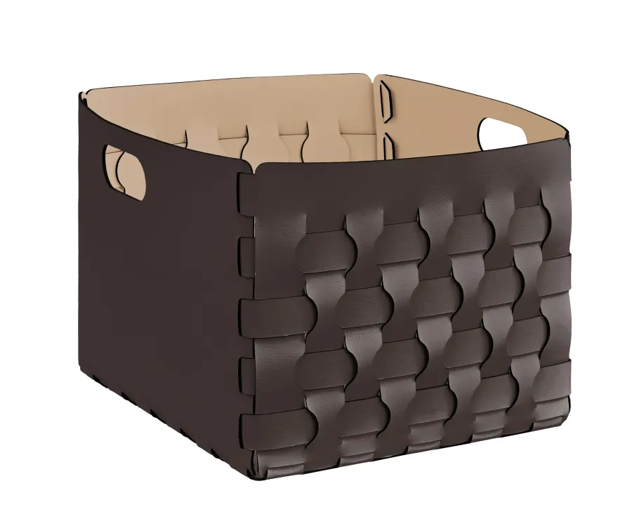obrazek 1 Niepowtarzalny skórzany kosz Dubai w kolorze czekoladowym